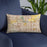 Custom Tempe Arizona Map Throw Pillow in Woodblock on Blue Colored Chair