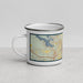 Left View Custom Temple Texas Map Enamel Mug in Woodblock