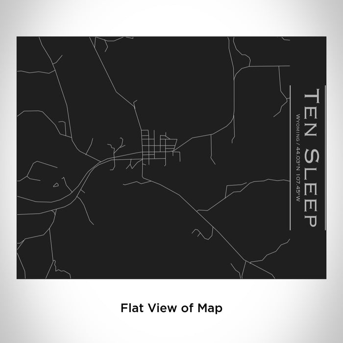 Rendered View of Ten Sleep Wyoming Map Engraving on 20oz Stainless Steel Insulated Bottle with Bamboo Top in Black