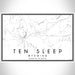 Ten Sleep Wyoming Map Print Landscape Orientation in Classic Style With Shaded Background