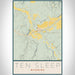 Ten Sleep Wyoming Map Print Portrait Orientation in Woodblock Style With Shaded Background
