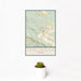 12x18 Terlingua Texas Map Print Portrait Orientation in Woodblock Style With Small Cactus Plant in White Planter