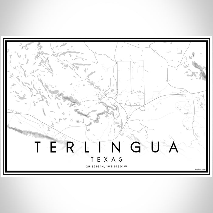 Terlingua Texas Map Print Landscape Orientation in Classic Style With Shaded Background