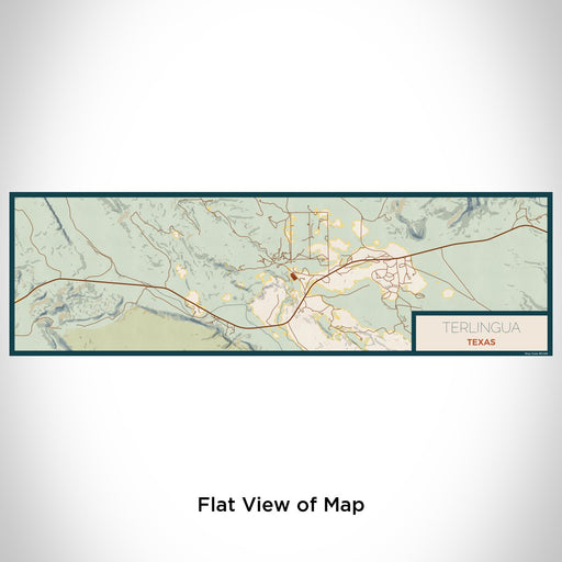 Flat View of Map Custom Terlingua Texas Map Enamel Mug in Woodblock