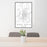 24x36 Terre Haute Indiana Map Print Portrait Orientation in Classic Style Behind 2 Chairs Table and Potted Plant