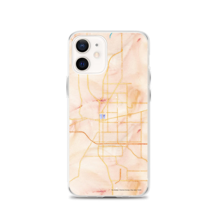 Custom Terre Haute Indiana Map iPhone 12 Phone Case in Watercolor