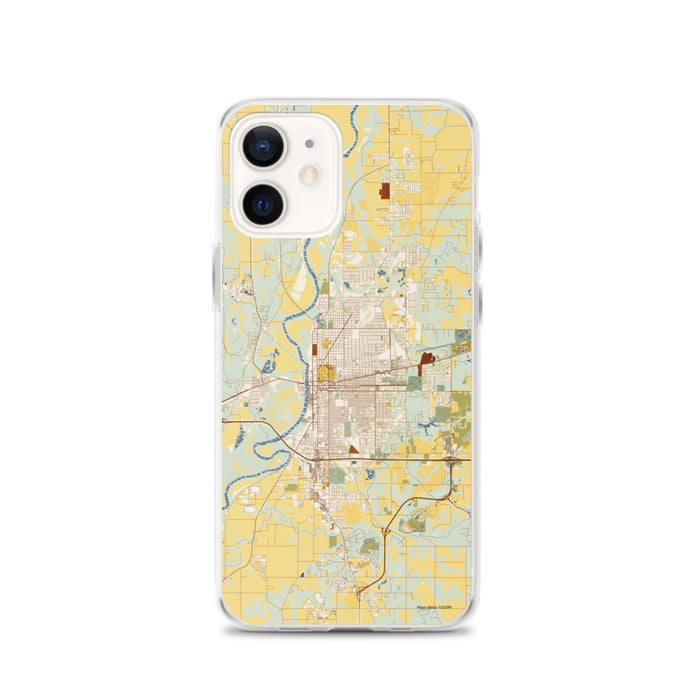 Custom Terre Haute Indiana Map iPhone 12 Phone Case in Woodblock