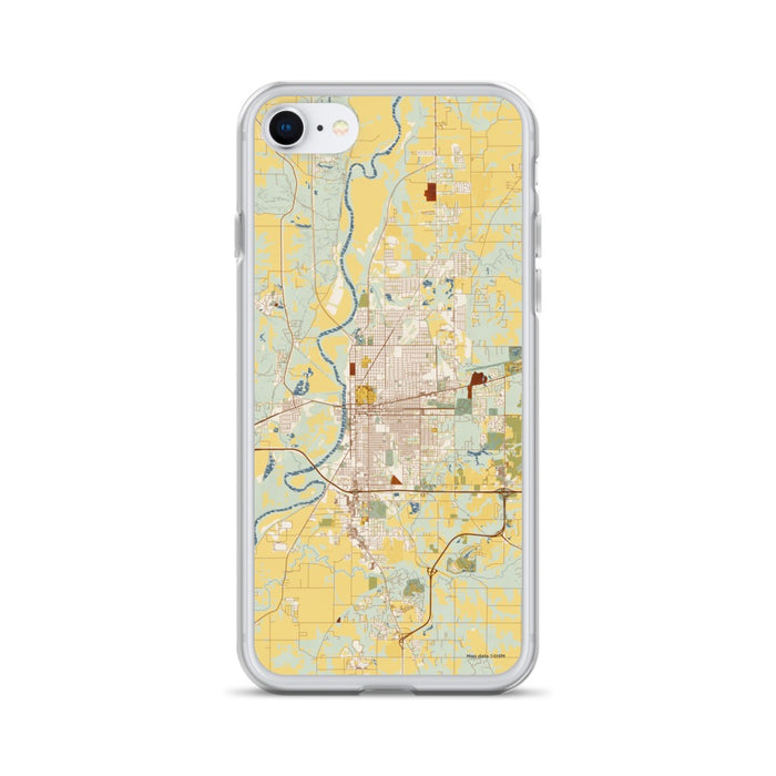 Custom Terre Haute Indiana Map iPhone SE Phone Case in Woodblock