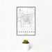 12x18 Texarkana Texas Map Print Portrait Orientation in Classic Style With Small Cactus Plant in White Planter