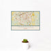 12x18 Texarkana Texas Map Print Landscape Orientation in Woodblock Style With Small Cactus Plant in White Planter