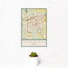 12x18 Texarkana Texas Map Print Portrait Orientation in Woodblock Style With Small Cactus Plant in White Planter