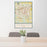 24x36 Texarkana Texas Map Print Portrait Orientation in Woodblock Style Behind 2 Chairs Table and Potted Plant
