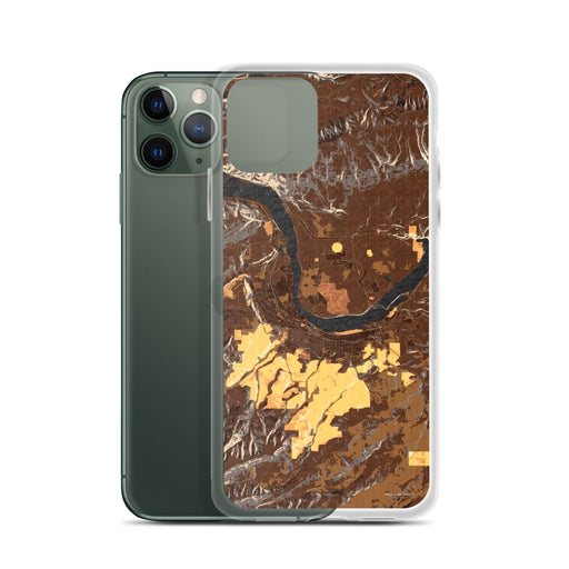 Custom The Dalles Oregon Map Phone Case in Ember on Table with Laptop and Plant