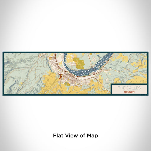Flat View of Map Custom The Dalles Oregon Map Enamel Mug in Woodblock