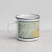 Left View Custom The Dalles Oregon Map Enamel Mug in Woodblock