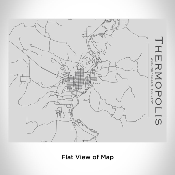 Rendered View of Thermopolis Wyoming Map Engraving on 20oz Stainless Steel Insulated Bottle with Bamboo Top