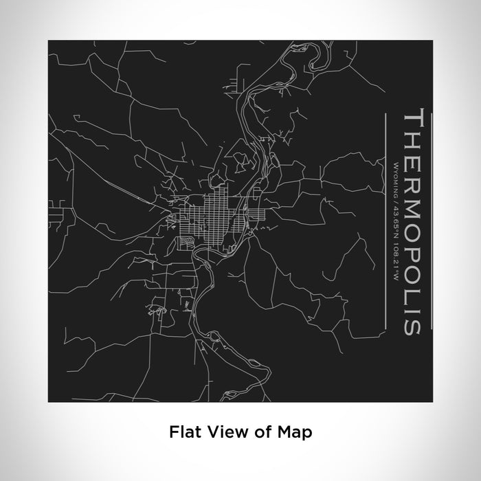 Rendered View of Thermopolis Wyoming Map Engraving on 17oz Stainless Steel Insulated Tumbler in Black