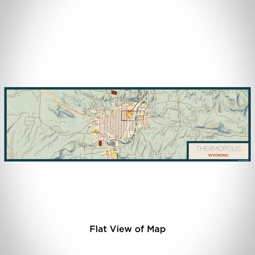 Flat View of Map Custom Thermopolis Wyoming Map Enamel Mug in Woodblock