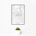 12x18 The Woodlands Texas Map Print Portrait Orientation in Classic Style With Small Cactus Plant in White Planter