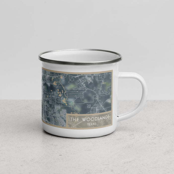 Right View Custom The Woodlands Texas Map Enamel Mug in Afternoon