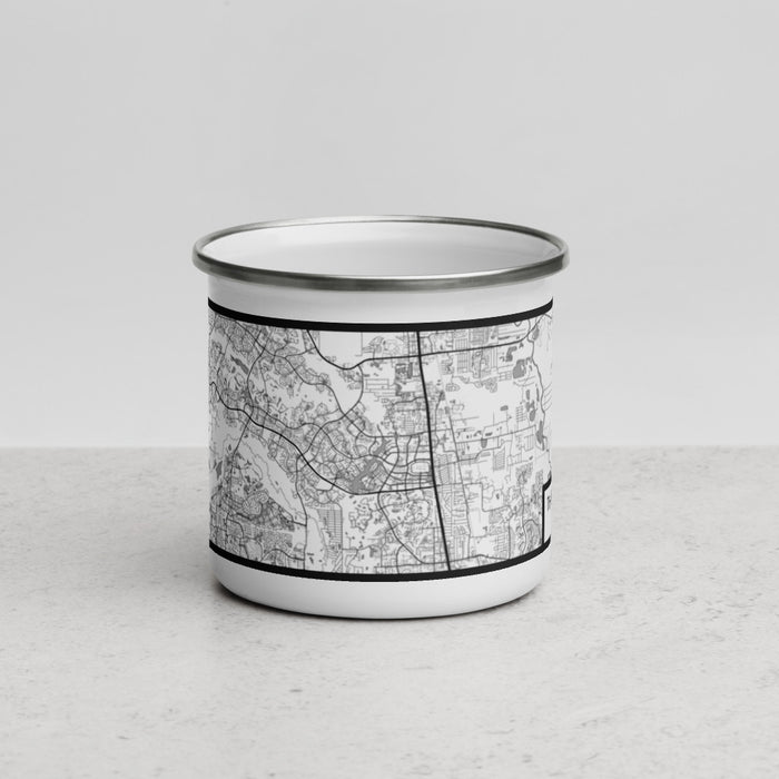 Front View Custom The Woodlands Texas Map Enamel Mug in Classic