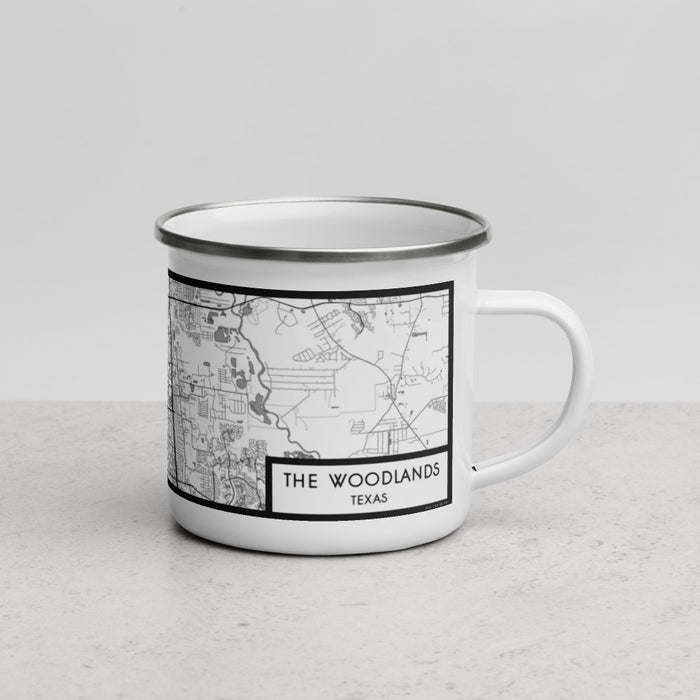 Right View Custom The Woodlands Texas Map Enamel Mug in Classic