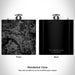 Rendered View of The Woodlands Texas Map Engraving on 6oz Stainless Steel Flask in Black
