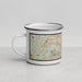 Left View Custom The Woodlands Texas Map Enamel Mug in Woodblock