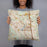 Person holding 18x18 Custom The Woodlands Texas Map Throw Pillow in Woodblock