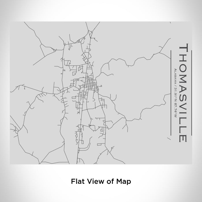 Rendered View of Thomasville Alabama Map Engraving on 20oz Stainless Steel Insulated Bottle with Bamboo Top