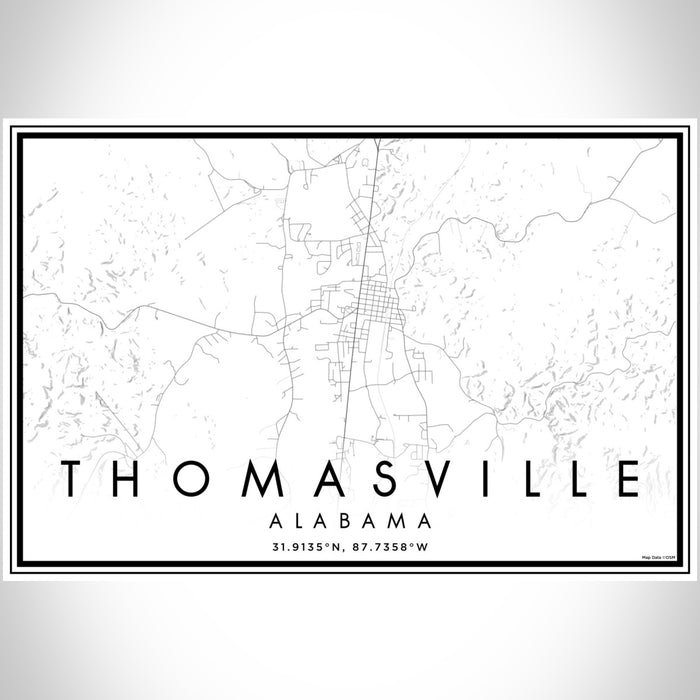 Thomasville Alabama Map Print Landscape Orientation in Classic Style With Shaded Background