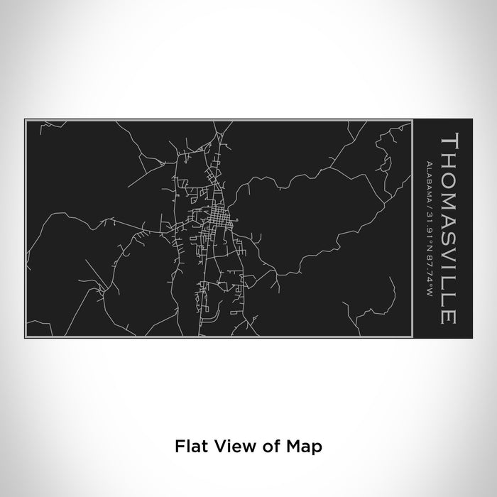 Rendered View of Thomasville Alabama Map Engraving on 17oz Stainless Steel Insulated Cola Bottle in Black