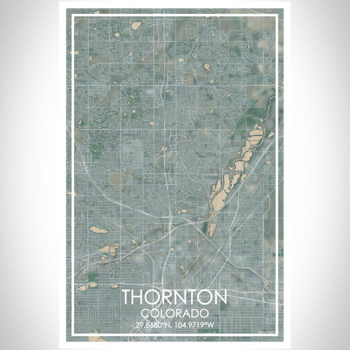 Thornton Colorado Map Print Portrait Orientation in Afternoon Style With Shaded Background