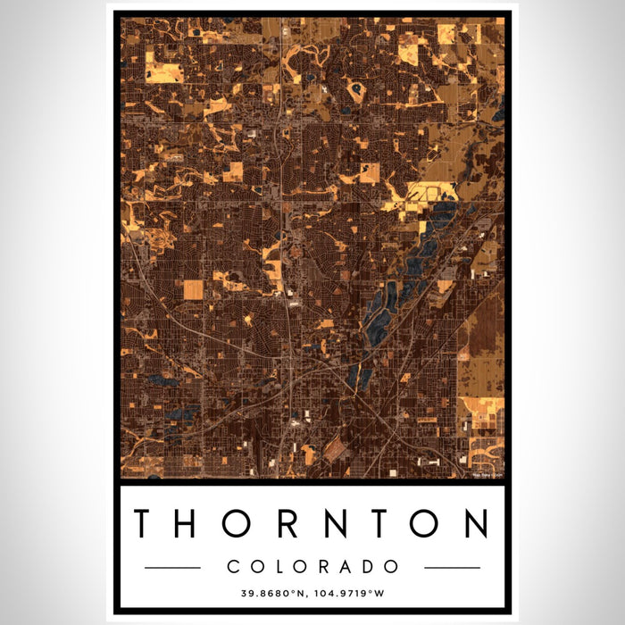 Thornton Colorado Map Print Portrait Orientation in Ember Style With Shaded Background