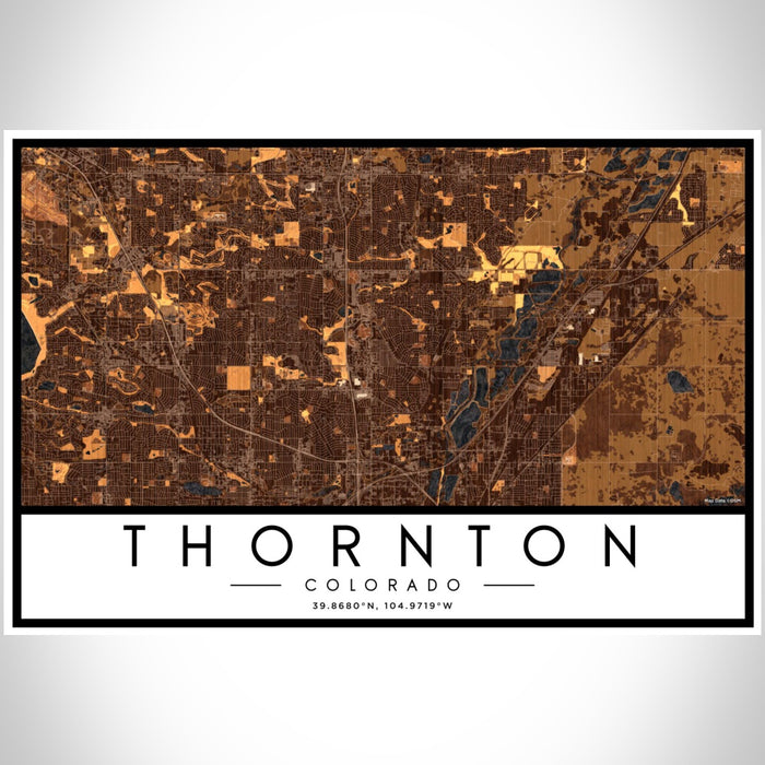 Thornton Colorado Map Print Landscape Orientation in Ember Style With Shaded Background