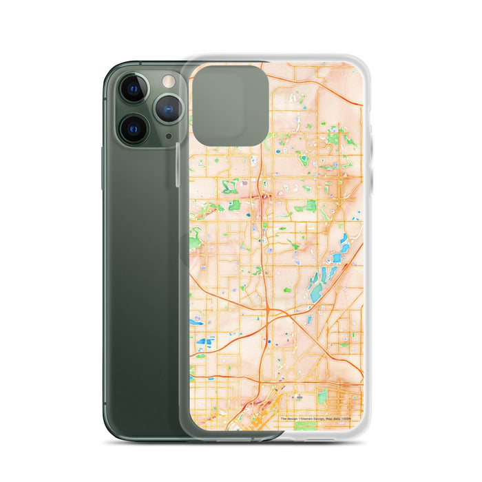 Custom Thornton Colorado Map Phone Case in Watercolor on Table with Laptop and Plant