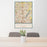 24x36 Thornton Colorado Map Print Portrait Orientation in Woodblock Style Behind 2 Chairs Table and Potted Plant