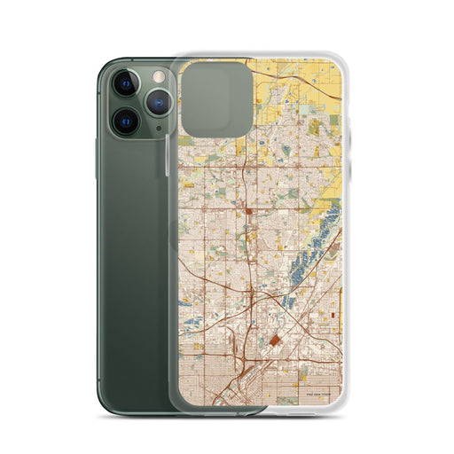 Custom Thornton Colorado Map Phone Case in Woodblock on Table with Laptop and Plant