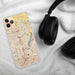 Custom Thornton Colorado Map Phone Case in Woodblock on Table with Black Headphones