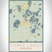 Three Lakes Wisconsin Map Print Portrait Orientation in Woodblock Style With Shaded Background