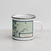 Right View Custom Three Lakes Wisconsin Map Enamel Mug in Woodblock
