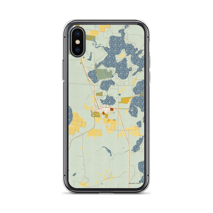 Custom Three Lakes Wisconsin Map Phone Case in Woodblock