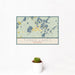 12x18 Three Lakes Wisconsin Map Print Landscape Orientation in Woodblock Style With Small Cactus Plant in White Planter