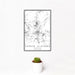 12x18 Three Sisters Oregon Map Print Portrait Orientation in Classic Style With Small Cactus Plant in White Planter