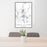 24x36 Three Sisters Oregon Map Print Portrait Orientation in Classic Style Behind 2 Chairs Table and Potted Plant