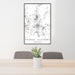 24x36 Three Sisters Oregon Map Print Portrait Orientation in Classic Style Behind 2 Chairs Table and Potted Plant