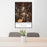 24x36 Three Sisters Oregon Map Print Portrait Orientation in Ember Style Behind 2 Chairs Table and Potted Plant