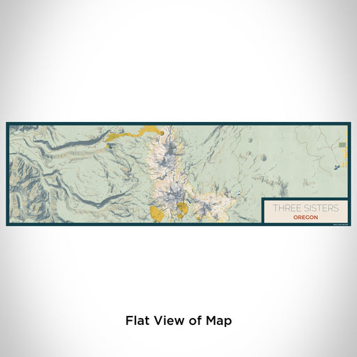 Flat View of Map Custom Three Sisters Oregon Map Enamel Mug in Woodblock