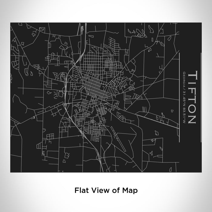 Rendered View of Tifton Georgia Map Engraving on 20oz Stainless Steel Insulated Bottle with Bamboo Top in Black