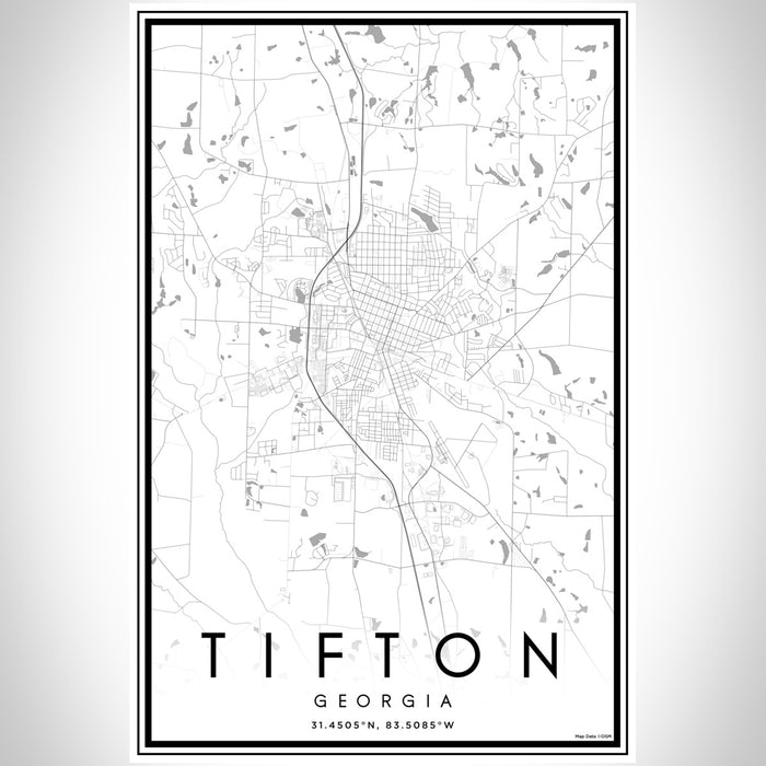 Tifton Georgia Map Print Portrait Orientation in Classic Style With Shaded Background